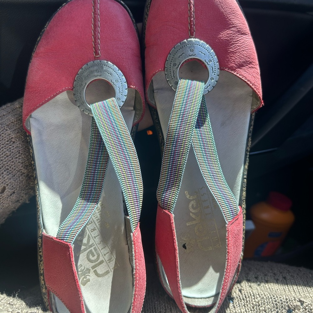 Rieker Antistress Women's Red flats with Silver Accents